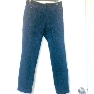BCBGMaxAzria Navy/Black Floral Embroidered Trousers/Pants- Size 6